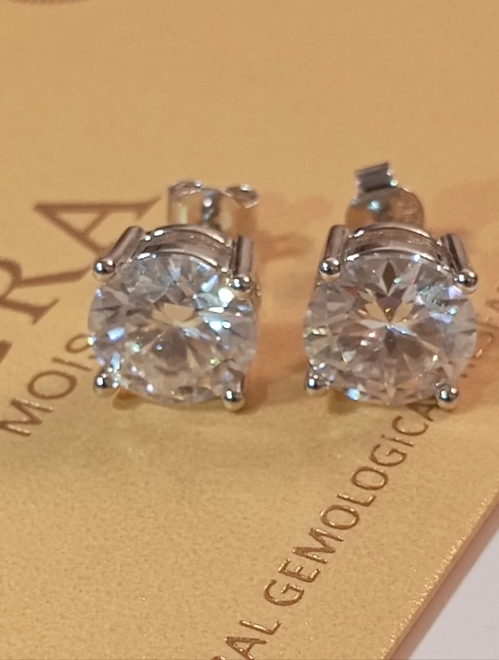 Huge 6CT Moissanite Prong Studs Earrings Real 925 Silver 18k G/P GRA Certificate